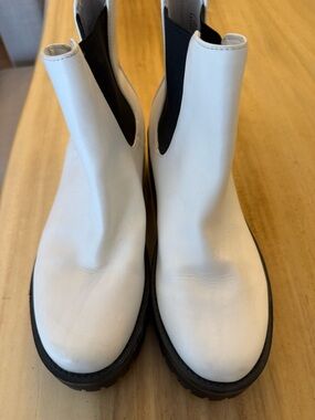 bp. White Chelsea Boots with Black Elastic Panels